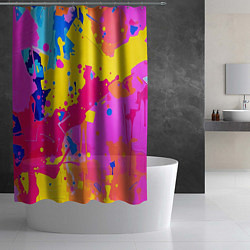 Шторка для душа Яркие пятна акриловой краски на стене, цвет: 3D-принт — фото 2