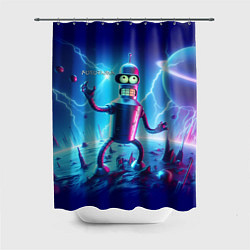 Шторка для душа Bender on neon planet - ai art fantasy, цвет: 3D-принт