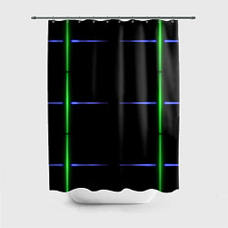 Шторка для душа Color black green purple stripes, цвет: 3D-принт