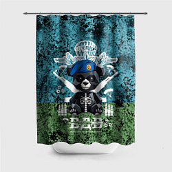 Шторка для душа Медведь десантник на фоне флага ВДВ, цвет: 3D-принт