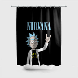 Шторка для душа Нирвана и Рик Санчес из Рик и Морти, цвет: 3D-принт