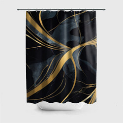 Шторка для душа Мраморный узор с золотыми полосками, цвет: 3D-принт