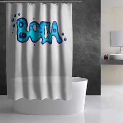 Шторка для душа Вода мерч логотип надпись, цвет: 3D-принт — фото 2