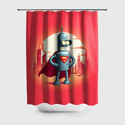 Шторка для душа Робот-сгибальщик Бендер супермен - коллаба, цвет: 3D-принт