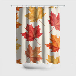 Шторка для душа Осенние кленовые листья - акварельный паттерн, цвет: 3D-принт