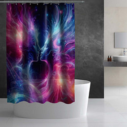 Шторка для душа Космический поцелуй - неоновое свечение, цвет: 3D-принт — фото 2