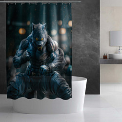 Шторка для душа Волк боец, цвет: 3D-принт — фото 2