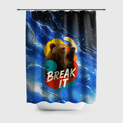 Шторка для душа Break it злой медведь, цвет: 3D-принт