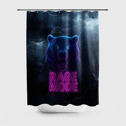 Шторка для душа Rage mode злой медведь, цвет: 3D-принт