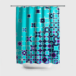 Шторка для душа Геометрическая метаморфоза на бирюзе, цвет: 3D-принт