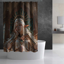 Шторка для душа Беловолосая королева эльфов на троне, цвет: 3D-принт — фото 2
