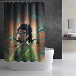 Шторка для душа Маомао на фоне облаков, цвет: 3D-принт — фото 2