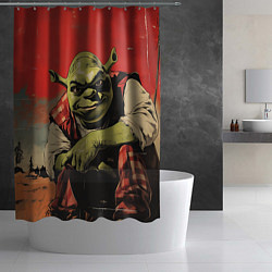 Шторка для душа Шрек на фоне природы, цвет: 3D-принт — фото 2