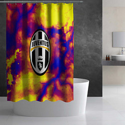 Шторка для душа Ювентус неоновый шторм, цвет: 3D-принт — фото 2