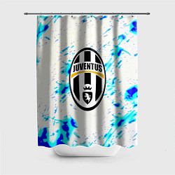 Шторка для душа Ювентус голубые краски, цвет: 3D-принт