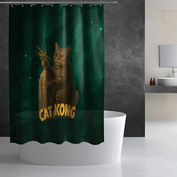 Шторка для душа Cat Cong пародия на Кинг Конг, цвет: 3D-принт — фото 2