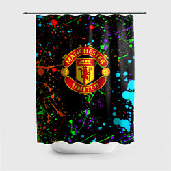 Шторка для душа Манчестер Юнайтед неоновые краски, цвет: 3D-принт