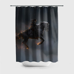 Шторка для душа Летящая лошадь с искрами, цвет: 3D-принт