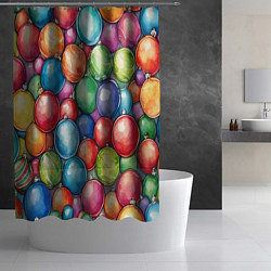 Шторка для душа Россыпь новогодних шаров, цвет: 3D-принт — фото 2