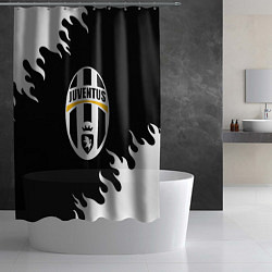 Шторка для душа Juventus белый огонь текстура, цвет: 3D-принт — фото 2