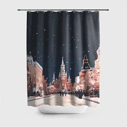 Шторка для душа Праздничная ночь в Москве, цвет: 3D-принт