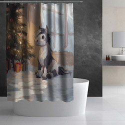 Шторка для душа Лошадка у елки, цвет: 3D-принт — фото 2
