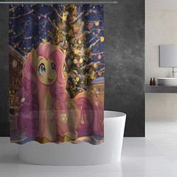 Шторка для душа Милая пони и новый год, цвет: 3D-принт — фото 2