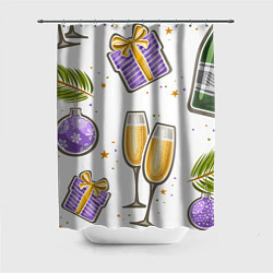 Шторка для душа Новогодний вайб, цвет: 3D-принт