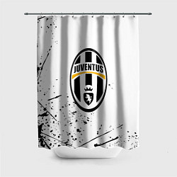 Шторка для душа Ювентус черные краски всплеск, цвет: 3D-принт
