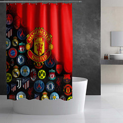 Шторка для душа Манчестер Юнайтед логотипы команд, цвет: 3D-принт — фото 2