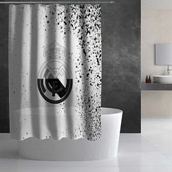 Шторка для душа Реал Мадрид черно белые краски, цвет: 3D-принт — фото 2