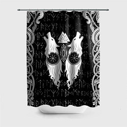 Шторка для ванной Волки воины с символикой