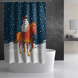 Шторка для душа Кот Бендер и огненный конь - 2026, цвет: 3D-принт — фото 2