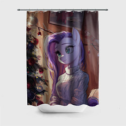 Шторка для душа Анимешная лошадка - Новый год, цвет: 3D-принт