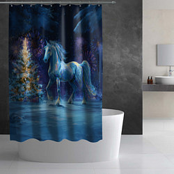 Шторка для душа Сияющая новогодняя лошадка, цвет: 3D-принт — фото 2