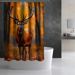 Шторка для душа Осенний лес с оленем, цвет: 3D-принт — фото 2