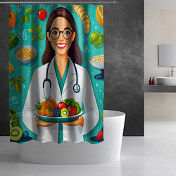 Шторка для душа Здоровое питание с экспертом, цвет: 3D-принт — фото 2