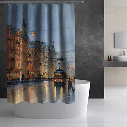 Шторка для душа Вечер Санкт-Петербурга, цвет: 3D-принт — фото 2