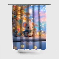 Шторка для душа Новогодняя милая мышка, цвет: 3D-принт