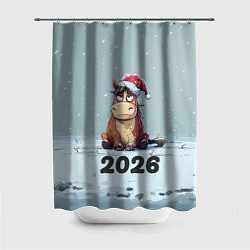 Шторка для душа Уставшая лошадка 2026, цвет: 3D-принт