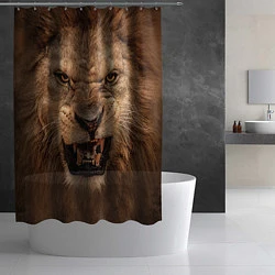 Шторка для душа Взгляд льва, цвет: 3D-принт — фото 2