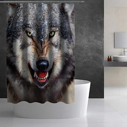 Шторка для душа Взгляд волка, цвет: 3D-принт — фото 2