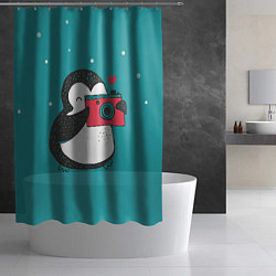 Шторка для душа Пингвин с фотоаппаратом, цвет: 3D-принт — фото 2