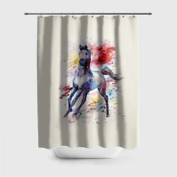 Шторка для душа Лошадь: акварель, цвет: 3D-принт