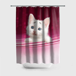 Шторка для душа Белый котёнок, цвет: 3D-принт