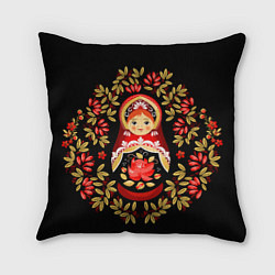 Подушка квадратная Матрешка - хохлома