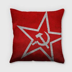 Подушка квадратная Флаг СССР: Серп и Молот, цвет: 3D-принт