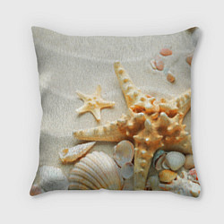 Подушка квадратная Морские ракушки, цвет: 3D-принт