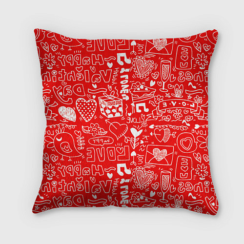 Подушка квадратная Valentine Pattern / 3D-принт – фото 2