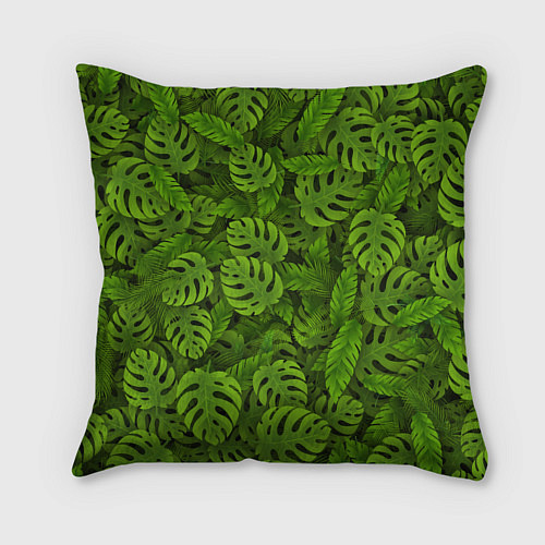 Подушка квадратная Тропические листья / 3D-принт – фото 2